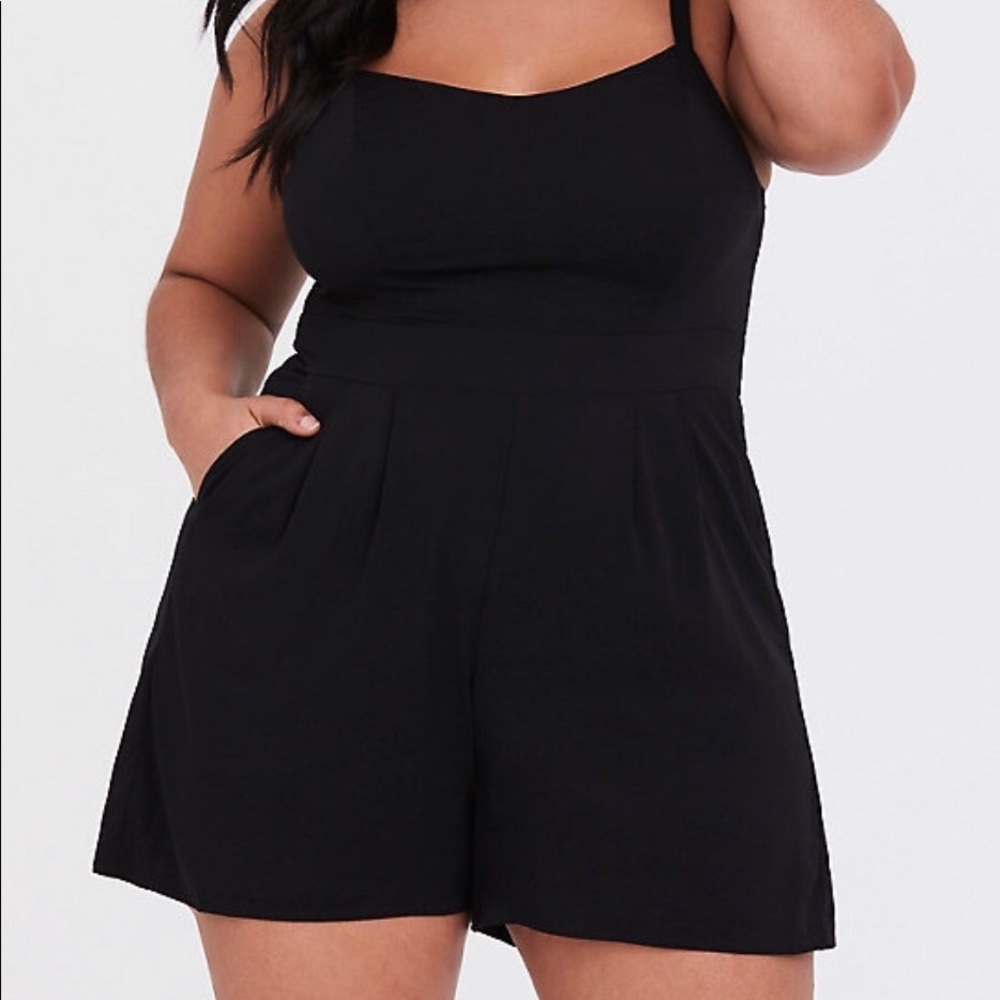 Torrid NWT Black challis romper
